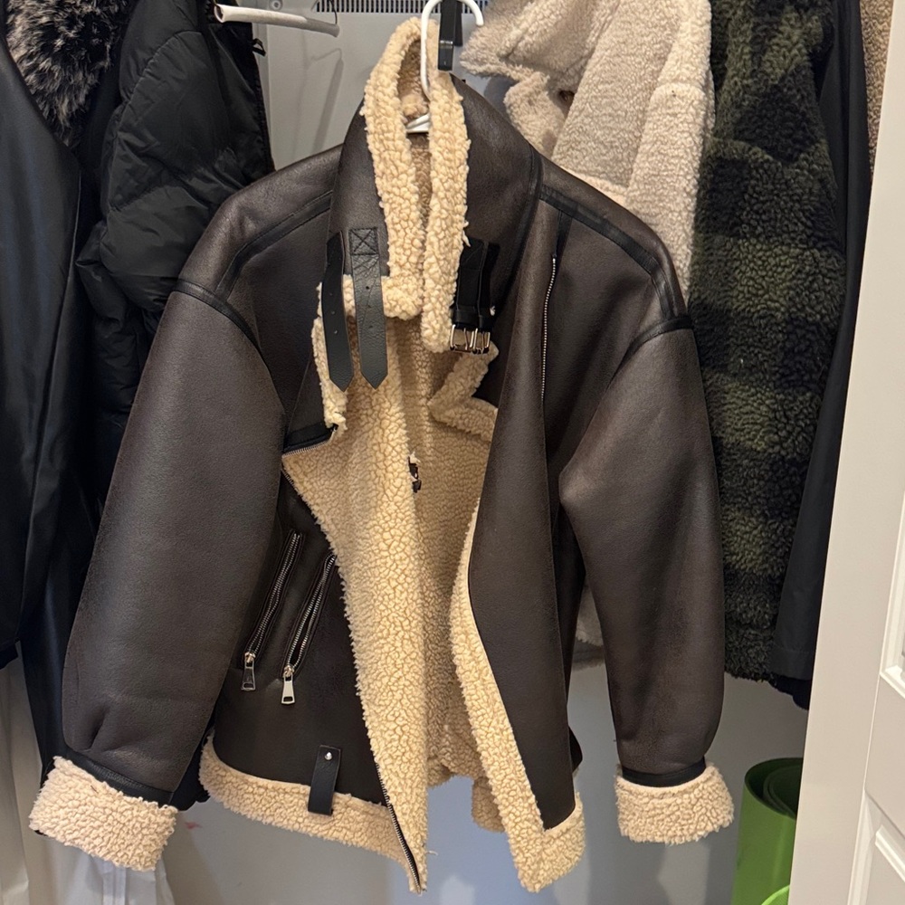 Brown Shearling Lined Leather Jacket